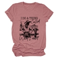 Detail of dusty rose crew neck T-shirt featuring western desert graphic and slogan - S / Rose Gold (Black Letters)