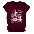 Detail of burgundy T-shirt with graphic print of girl in hat and desert cactus - S / Wine Red (White Letters)