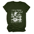 Detail of dark green cotton T-shirt featuring a white Western-style desert graphic and text - S / Army Green (White Letters)