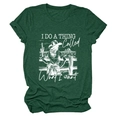 Detailed flat lay of dark green T-shirt with vintage Western graphic and white text print - S / Vintage Green (White Letters)