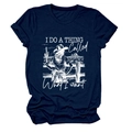 Detail of navy blue cotton t-shirt featuring a white desert landscape and slogan print - S / Navy Blue (White Letters)