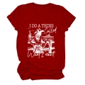 Women's dark red T-shirt with vintage Western-style graphic print and desert scenery - S / Red (White Letters)