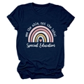 T-shirt en coton bleu marine avec motif arc-en-ciel coloré et détail de slogan positif - Bleu Marine (Texte Blanc)