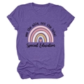 Détail de l'imprimé See the Able Not the Label sur un t-shirt violet chiné pour femme - Violet (Texte Noir)