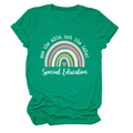 T-shirt vert à plat avec imprimé arc-en-ciel see the able not the label en coton - Vert Foncé