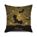 Funda de cojín de Halloween con murciélagos, árboles secos y texto festivo - 45x45 cm / Murciélagos y Árbol Muerto a la Luz de la Luna (34)