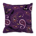 Halloween purple throw pillow cover with witch hat, broom, and paisley pumpkin patterns - Wizard Hat Broom Glitter Bat Paisley Pattern (26)