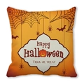 Halloween decorative pillow case with orange pumpkin, spider web and bat graphics - Spider Web Bat Label Pattern(23)