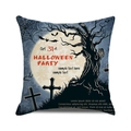 Funda de cojín de Halloween con diseño de luna, murciélagos y cementerio para sofá - 45x45 cm / Estilo Castillo de Fiesta de Halloween (36)