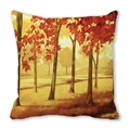 Watercolor autumn forest pattern pillowcase in warm red and brown peach skin fabric - Warm Color Forest Path (26)