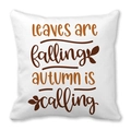 Funda de cojín con hojas de calabaza y frase de otoño en tela de piel de melocotón - Especificación Estándar / Texto en Degradado Marrón Oscuro y Naranja(11)