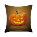 Halloween pumpkin cushion cover with glowing Jack-o'-lantern design on linen fabric - 18x18 Inch / Glowing Effect Jack-o'-lantern Style (16)