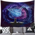Tapiz de pared artístico con ballena brillante y gato en una galaxia estrellada - 100x70(Piel de Melocotón) / Ballena Brillante Gato Galaxia