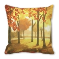 Peach skin pillowcase featuring artistic watercolor autumn forest and maple leaves - Sunlight Through Forest Oil Painting (27)