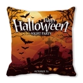 Halloween peach skin cushion cover with Happy Halloween party night cemetery scene - Night Party Graveyard Pattern(27)