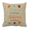 Funda de cojín con estampado de hojas de otoño y texto Leaves Are Falling - Especificación Estándar / Fondo Beige Hojas de Colores(13)