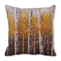 Watercolor autumn birch forest print square pillowcase for Thanksgiving home decor - Realistic Autumn Birch Forest (28)