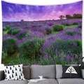 Wandteppich mit Lavendelfeld und lila Sonnenuntergang für moderne Wohnzimmer Deko - Muster 19-100x70 (Pfirsichhaut)