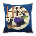 Halloween pillowcase featuring a flying witch, black cat and Happy Halloween text - Happy Halloween Witch Black Cat Full Moon (31)