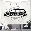 Tapiz minimalista con silueta de coche y estampado The Adventure Begins decorativo - Piel de Melocotón-Silueta de SUV (2) / 150cmx100cm