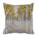 Autumn forest watercolor maple leaf pattern on square peach skin pillowcase - Grey Tone Birch Forest Hand Painted (30)