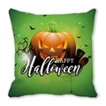 Federa per cuscino Halloween con sfondo verde e stampa di zucca lanterna - Bright Green Halloween Horror Elements (33)