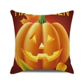 Halloween throw pillow cover with glowing Jack-O-Lantern pumpkin and fallen leaves - 18x18 Inch / Huge Glowing Jack-o'-lantern Style (21)