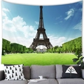 Detail of Eiffel Tower tapestry showing realistic texture and landscape scene over a sofa - 5 / 100x70(Peach Skin)