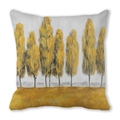 Golden oil painting tree print pillow cover on peach skin fabric for autumn decor - Golden Trees Grey Background (31)