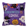 Halloween purple cushion cover with owl, pumpkin and 'Halloween is Coming' print - Halloween Is Coming Multi-element Cartoon (34)
