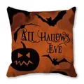 All Hallows Eve pumpkin and bats peach skin decorative pillowcase for Halloween decor - All Hallows Eve Pumpkin Pattern(31)