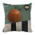 Fodera per cuscino Halloween con zucca vintage e base a strisce bianche e nere - Vintage Grey Green Pumpkin Boo Stripe (34)