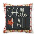 Funda de cojín otoñal con texto Hello FALL y motivos decorativos de hojas de membrillo - Especificación Estándar / Cuadrado Oscuro con Hoja de Arce Roja(17)