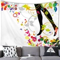 Abstract butterfly girl tapestry with colorful patterns over a grey sofa on white wall - 150x100 / Peach Skin / Abstract Vine Butterfly (Pattern 6)