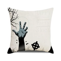 Square Halloween cushion cover with zombie hand and full moon watercolor print - Halloween Party 31Oct Style (33)