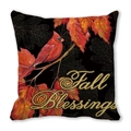 Funda de cojín decorativa Fall Blessings con pájaro cardenal rojo y hojas de membrillo - Petirrojo rojo y patrón de hojas de arce