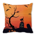 Halloween pumpkin and black cat silhouette peach skin pillow cover with Trick or Treat text - Trick or Treat Tombstone Pattern(35)