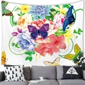 Wall hanging tapestry featuring colorful butterflies and vibrant tropical flowers for home decor - 100x70cm / Flowers and Butterflies (Peach Skin) / 8