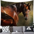 Realistic brown horse head tapestry mural wall hanging for modern living room decor - Realistic Oil Painting Texture Brown Horse (Style 1) / 150x100cm (Peach Skin)