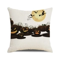 Halloween decorative pillowcase with watercolor pumpkin lanterns and witch silhouette - Glowing Jack-O-Lanterns Group (37)