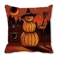 Halloween pumpkin snowman pillow case with witch hat and checkered border design - Pumpkin Snowman Witch Hat Pattern(37)