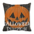 Fodera per cuscino Halloween con venature del legno nero e design zucca arancione - Retro Black Wood Grain Orange Pumpkin (39)