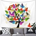 Colorful butterfly tree tapestry wall hanging with golden textures for home decoration - 100x70cm / Butterfly Tree (Peach Skin) / 11