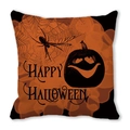 Orange Halloween pillowcase featuring black spider webs and a carved pumpkin design - Spider Web Jack-o'-lantern Pattern(38)