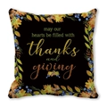 Funda de cojín de Acción de Gracias con texto dorado sobre negro y bordes de otoño - Especificación Estándar / Negro con Texto Dorado de Acción de Gracias(25)