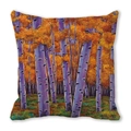 Artistic oil painting style birch forest cushion cover in vibrant orange and gold tones - Orange Yellow Artistic Birch Forest (40)