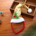 Festlicher Weihnachts-Haarreif mit goldenem Pailletten-Hut und Stechpalmen-Beeren - Goldener Pailletten Weihnachtsmütze Haarreif