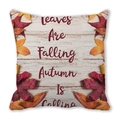 Funda de cojín otoñal con diseño de hojas de membrillo y frase sobre madera - Especificación Estándar / Grano de Madera Blanco con Citas de Otoño(27)