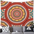 Large bohemian mandala tapestry with colorful geometric stripes for wall decoration - Mandala Ethnic Orange Yellow Green(1) / 100x70(Short Plush)