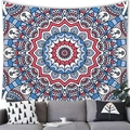 Bohemian mandala tapestry with red and blue geometric patterns in a modern living room - Red Blue Mandala Radial Pattern(2) / 150x100(Short Plush)